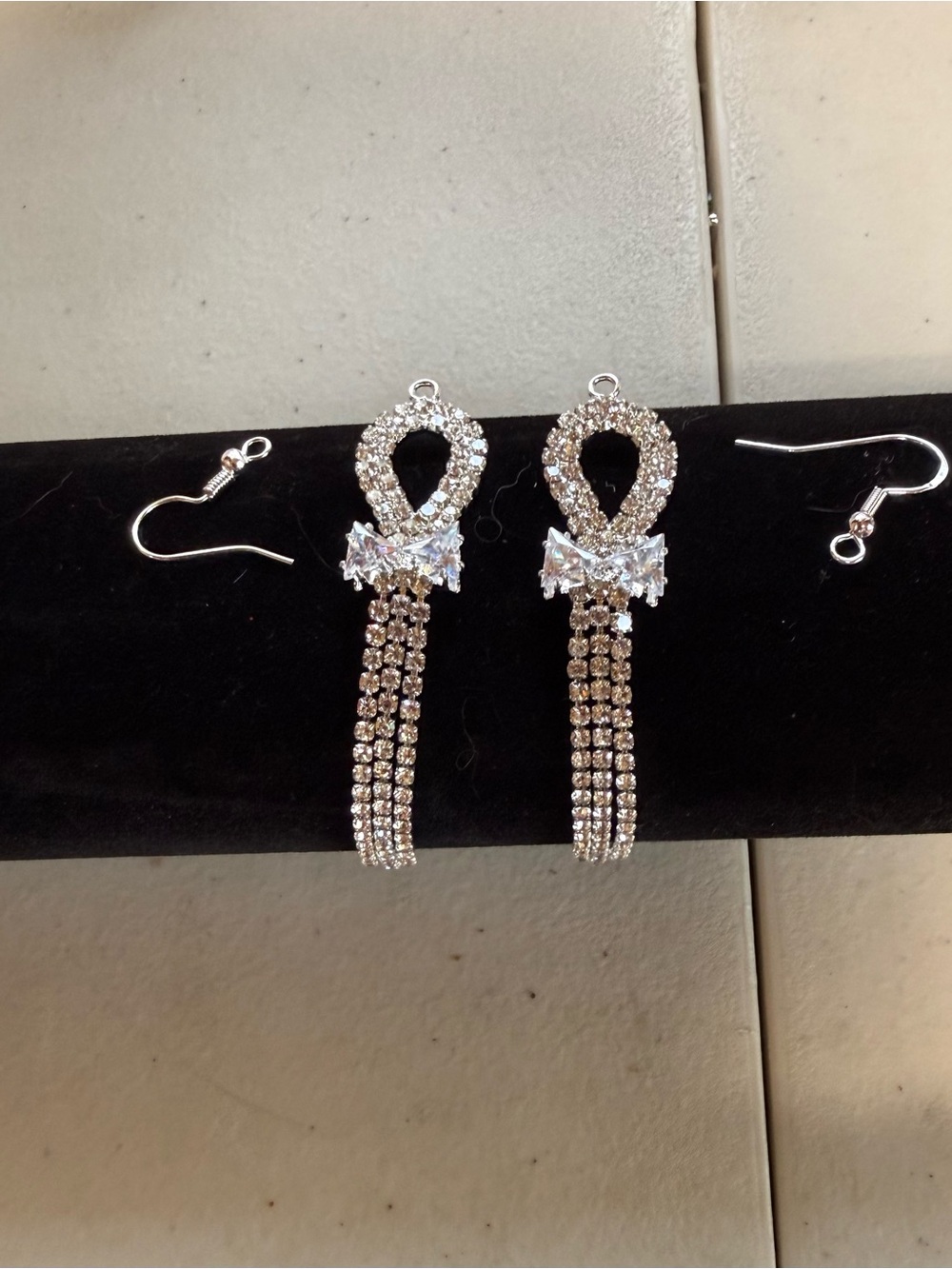 Crystal Loop Drop Earrings in Silver
